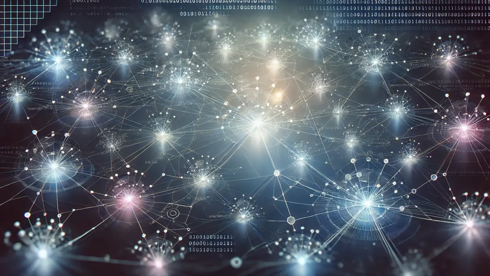 Abstract network of glowing connected nodes representing industrial IoT